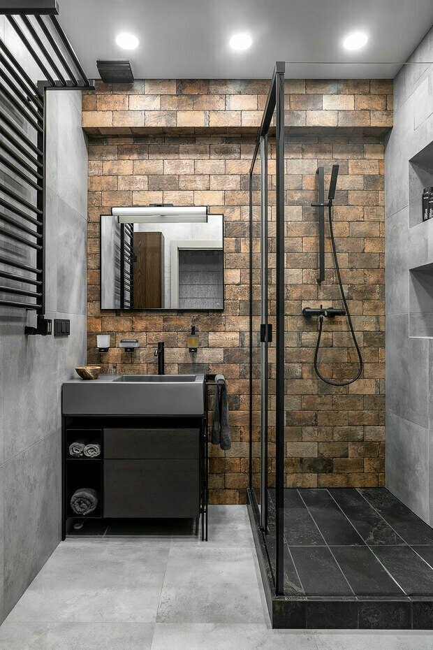 лучших идей дизайна современной ванной комнаты в стиле лофт на фото