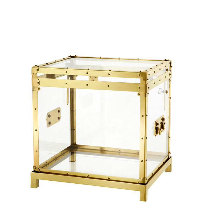 Прозрачный сундук Eichholtz "Flightcase" с металлическим каркасом золотого цвета 52x55x48 см Прозрачный сундук Eichholtz "Flightcase" с металлическим каркасом золотого цвета 52x55x48 см