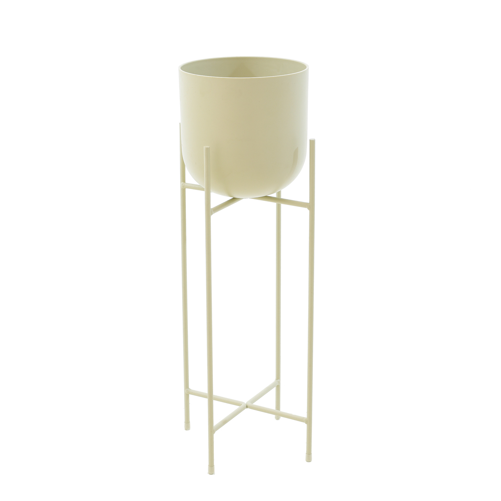 

Пластиковое кашпо на подставке белого цвета