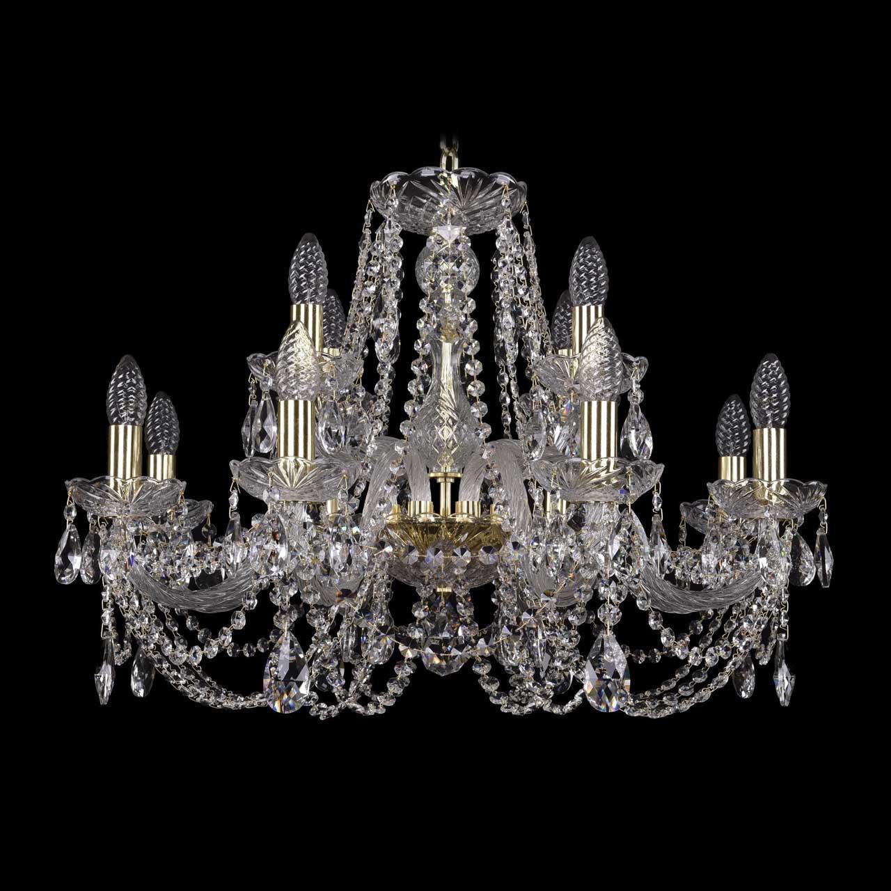 

Подвесная люстра в виде свечей с хрустальными подвесками