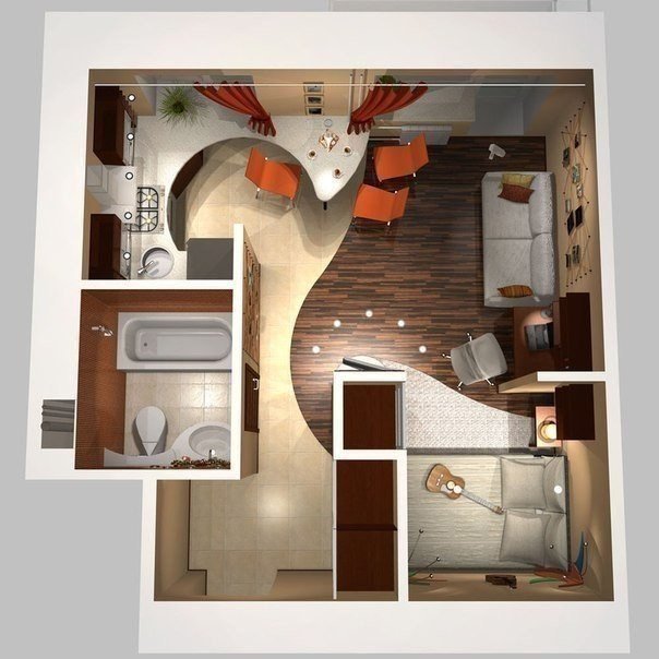 Фото из портфолио Планировка маленьких квартир – фотографии дизайна интерьеров на INMYROOM