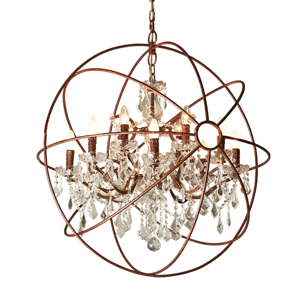 

Подвесная люстра Iron Orb Chandelier с хрустальными подвесками