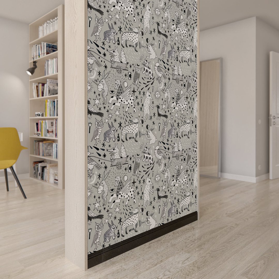 

Обои звери средневековья на флизелиновой основе