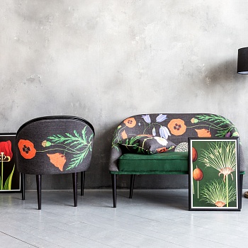 

Диван чистая любовь / грин с цветочным принтом