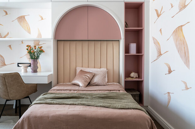 Modern Blush Pink Bedroom by Alexander Batenkov