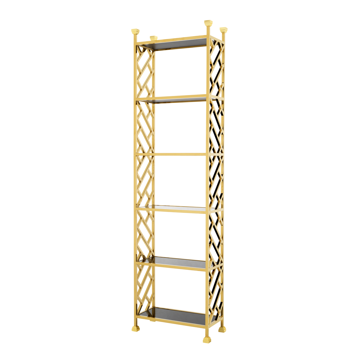 

Этажерка Cabinet Skyler Gold Finish из плотного черного стекла