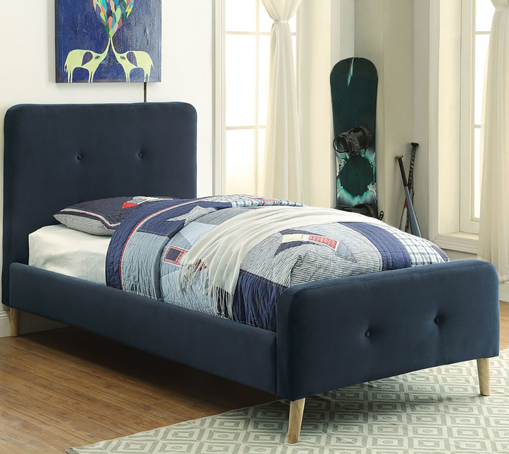 

Кровать Button Tufted Flannelette Navy синего цвета 120х200