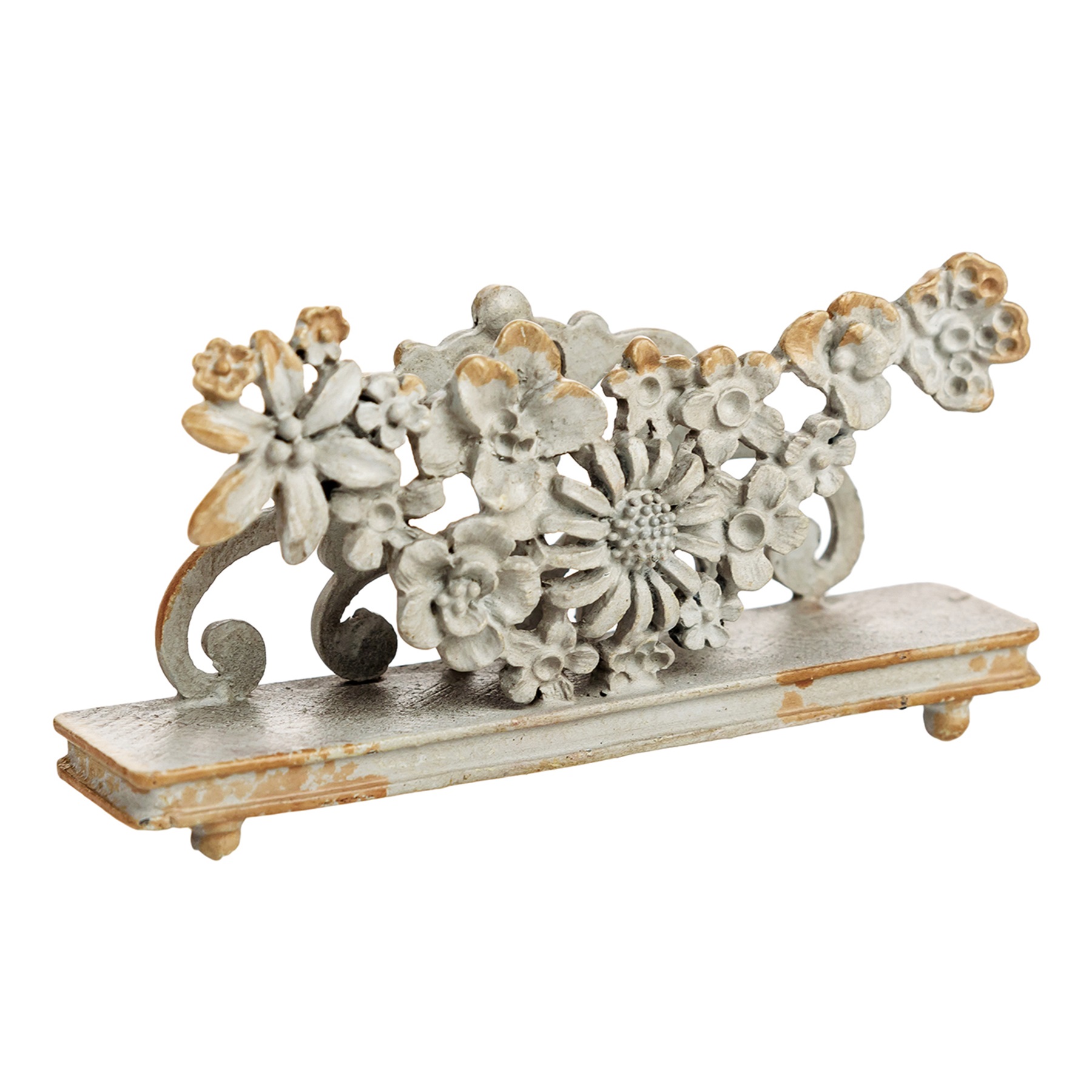 

Подставка для визиток Pewter Flower серая