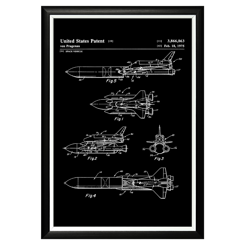 

Арт-постер патент на космическую ракету 1975