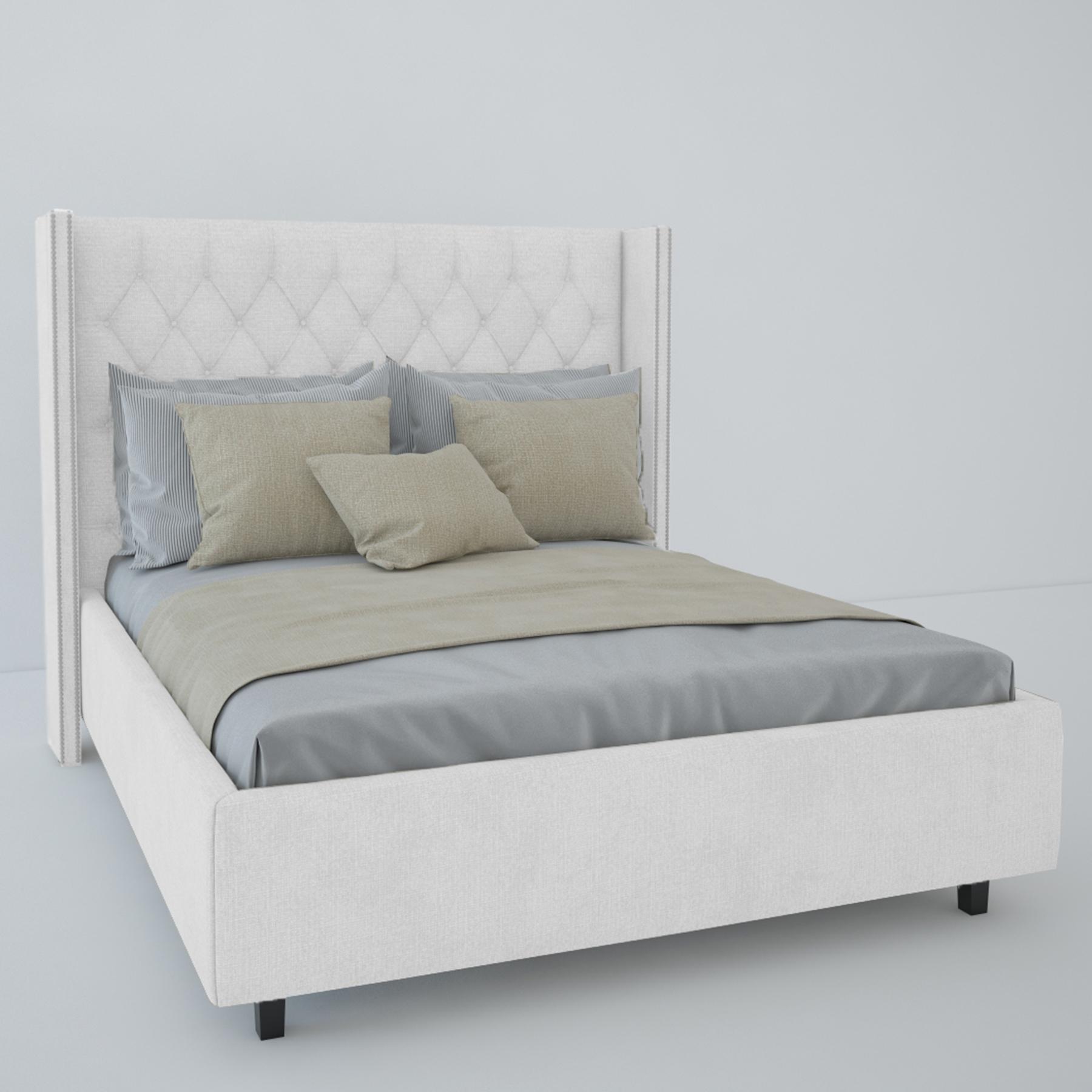 двуспальная кровать с каретной стяжкой и подъемным механизмом
