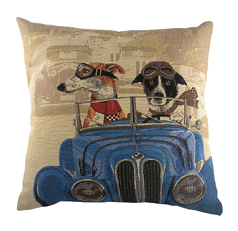 

Подушка с принтом Doggie Drivers Blue