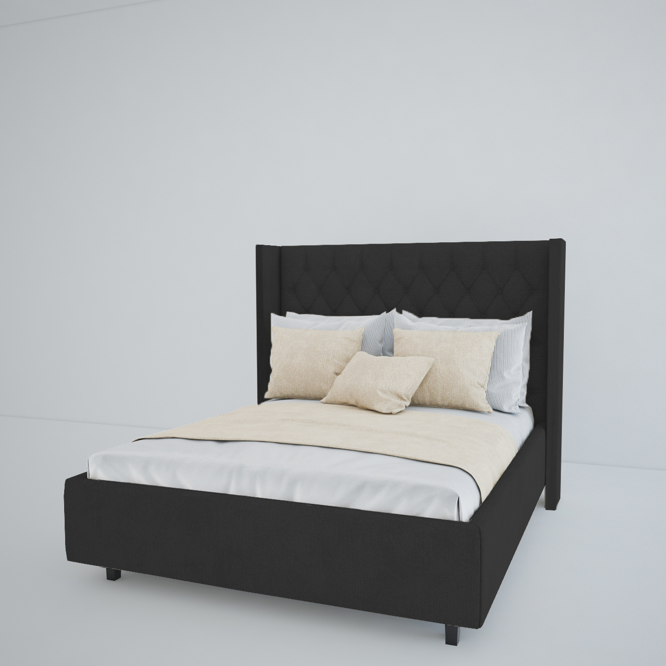 Кровать Oslo 140х200 с черным изголовьем артикул: IMR — 1182766