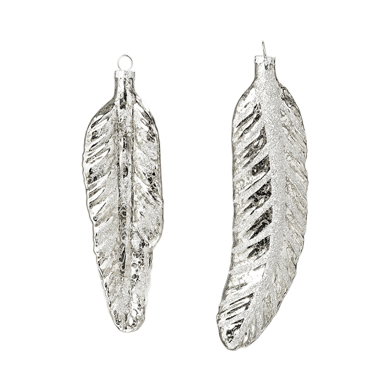 

Новогоднее украшение Feather сет 2 шт из стекла