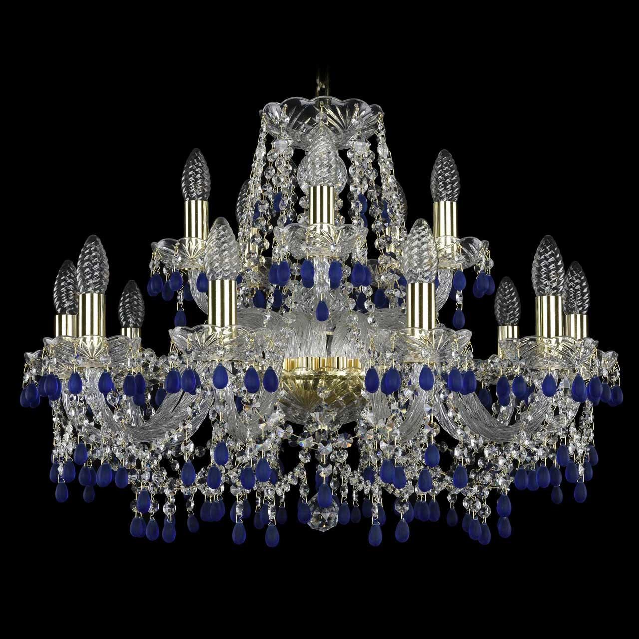 

Подвесная люстра с синими висюльками