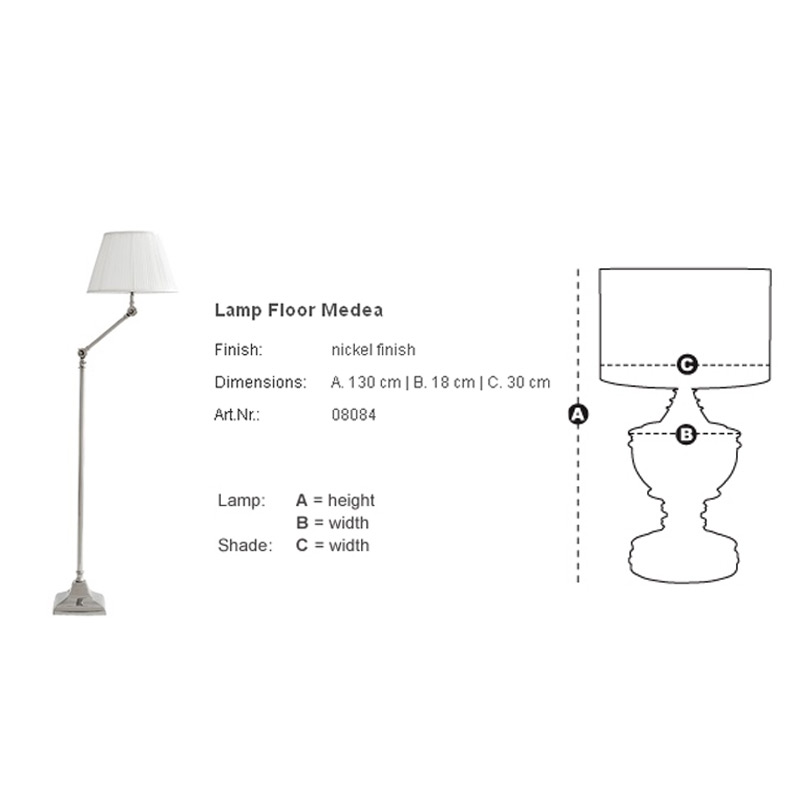 

Торшер Eichholtz на металлическом каркасе с белым абажуром