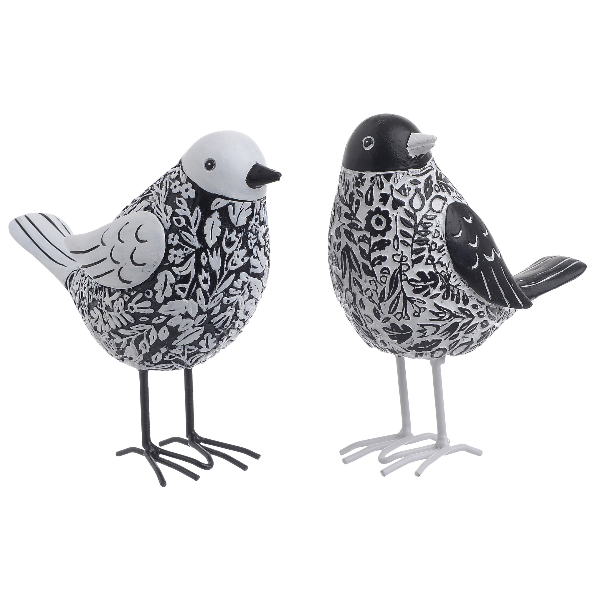 

Набор из двух статуэток птички черно-белого цвета