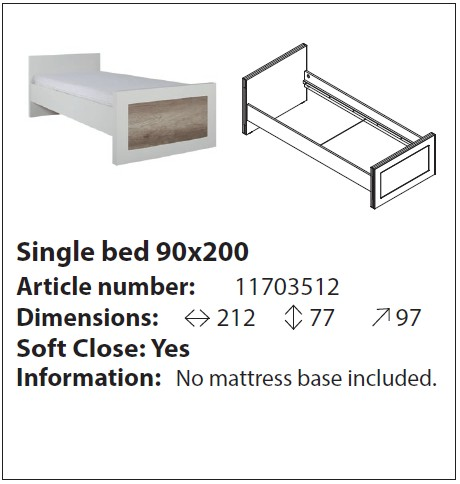 

Односпальная кровать Costa 90х200