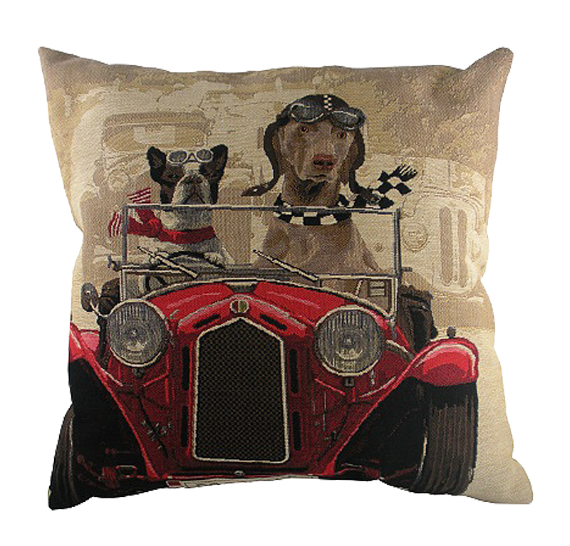 

Подушка с принтом Doggie Drivers Red
