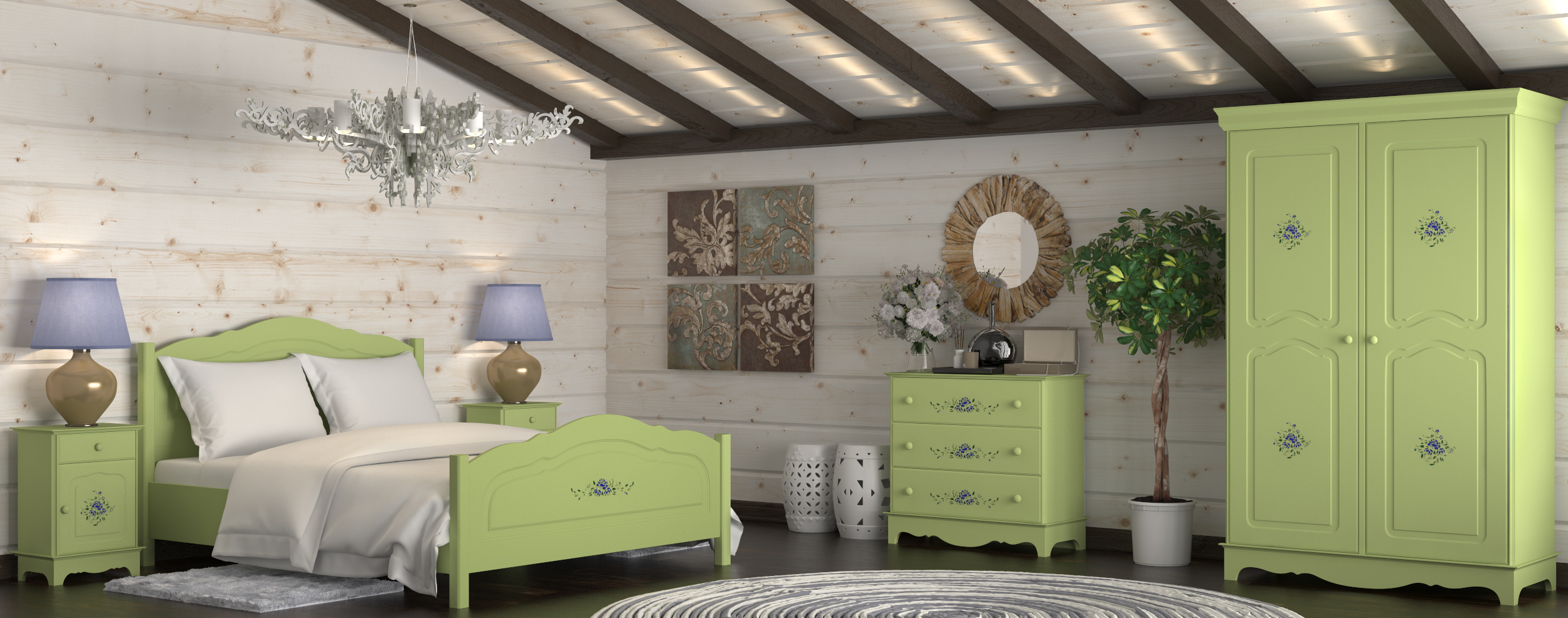 

Тумбочка "Belle Fleur Olive" с ручной росписью