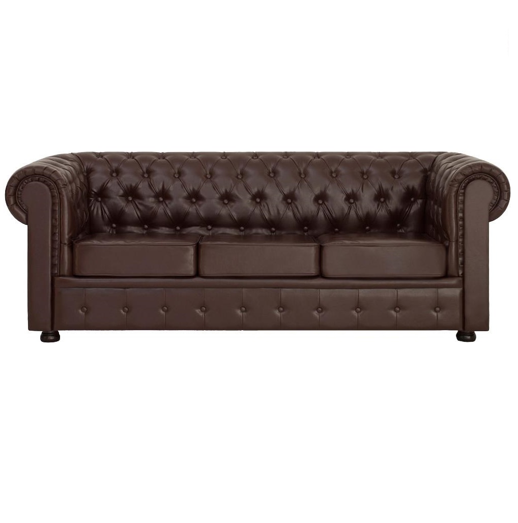 

Трехместный диван Chesterfield коричневого цвета