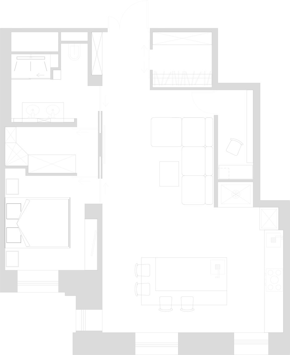 Фотография: Планировки в стиле , Квартира, Проект недели, Сталинка, 3 комнаты, 60-90 метров, Евгения Разуваева – фото на InMyRoom.ru