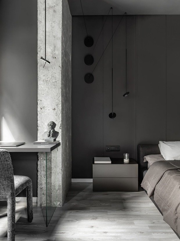Фотография: Спальня в стиле Лофт, Кухня и столовая, Гостиная, Квартира, Черный, Серый, ПРЕМИЯ INMYROOM – фото на INMYROOM