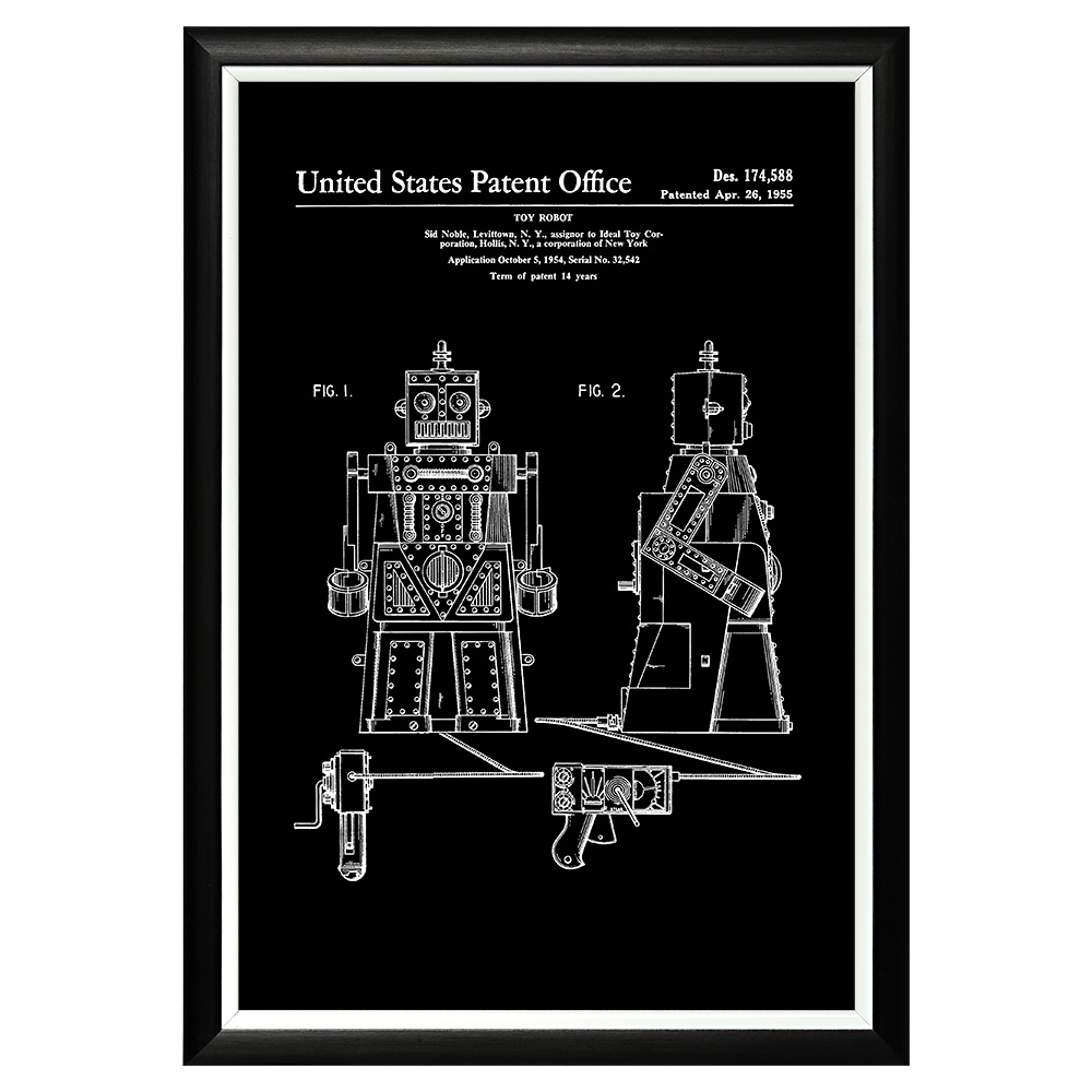 

Арт-постер патент на игрушку робот роберт