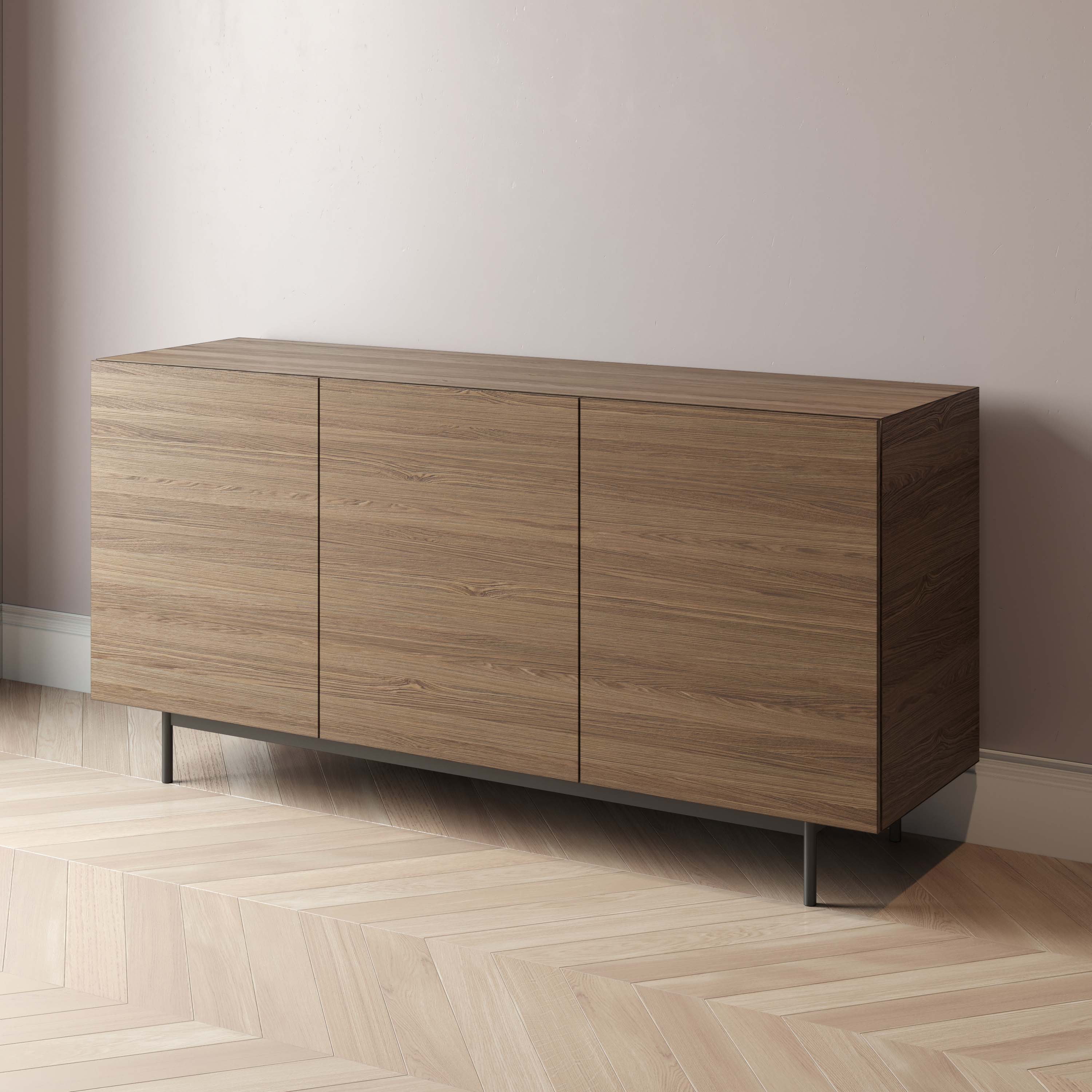 

Комод Cube-1 150x45 с распашными фасадами черного цвета