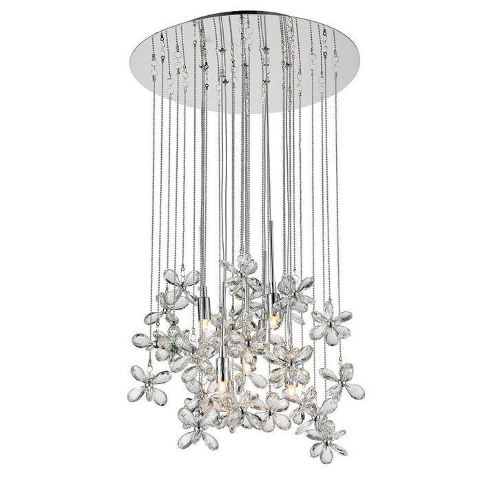 Каскадная люстра ST Luce с цветами из хрусталя Каскадная люстра ST Luce с цветами из хрусталя
