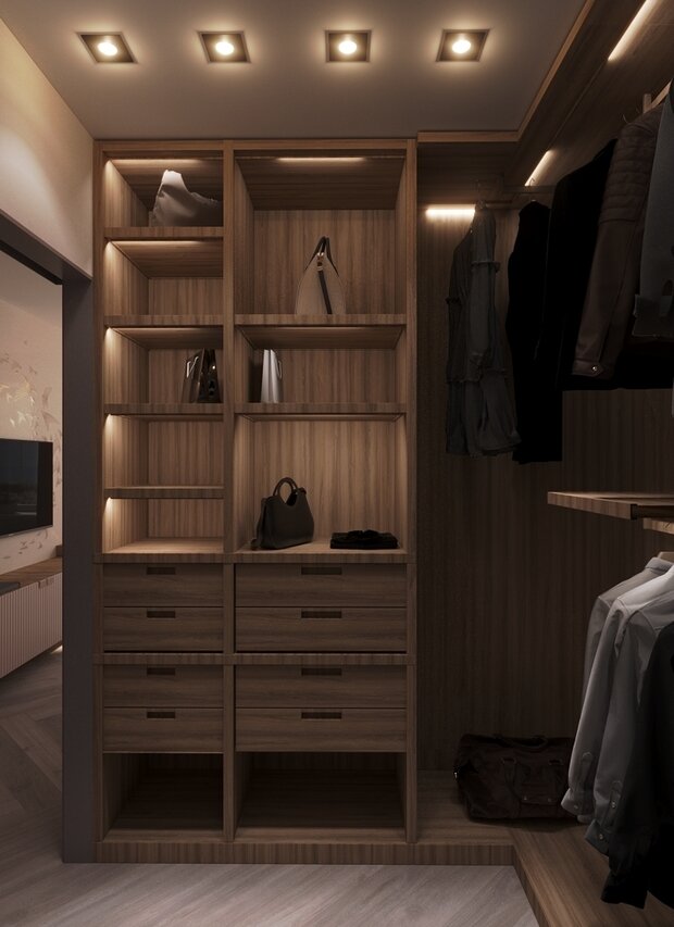 Фото из портфолио Спальня с гардеробной – фотографии дизайна интерьеров на INMYROOM