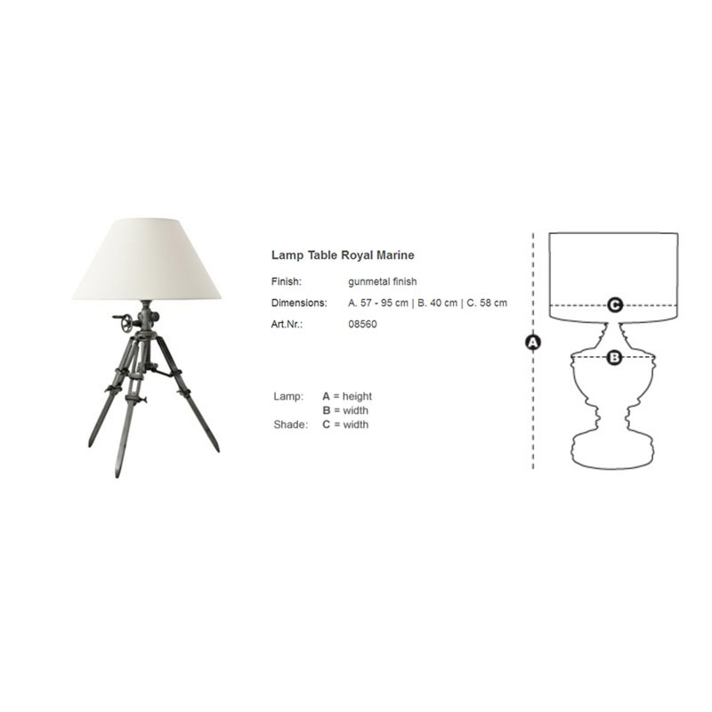 

Настольная лампа Eichholtz "Lamp Table Royal Marine" на металлическом основании