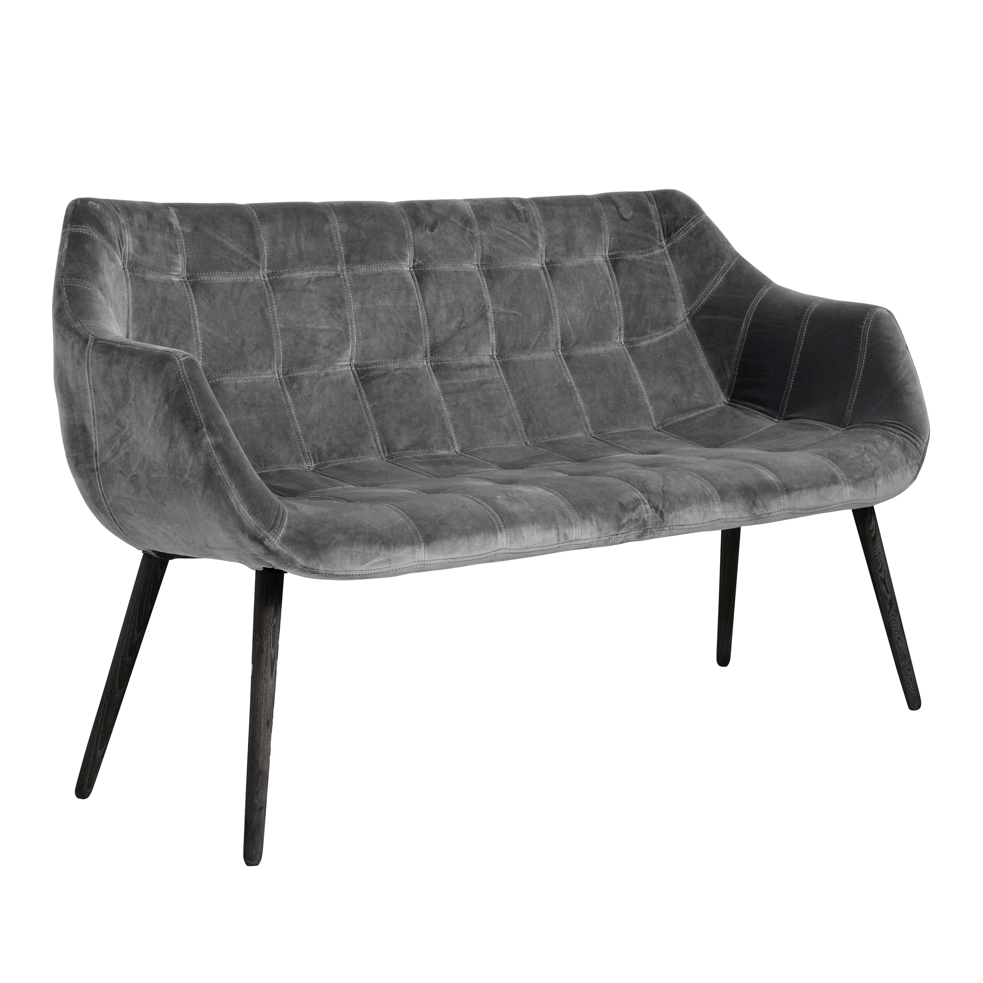 

Диван с мягкой велюровой обивкой серого цвета