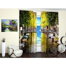 Фотошторы для гостиной: Разноцветные лодочки Фотошторы для гостиной: Разноцветные лодочки