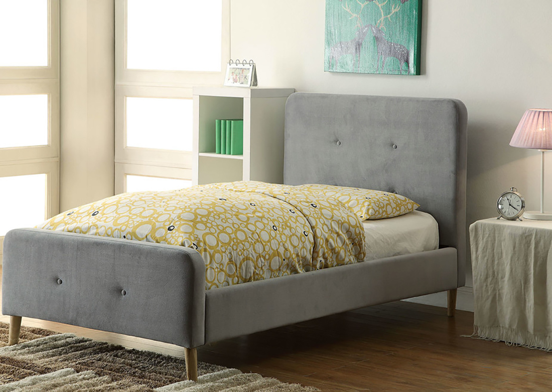 

Кровать Button Tufted Flannelette Gray серого цвета 90х200