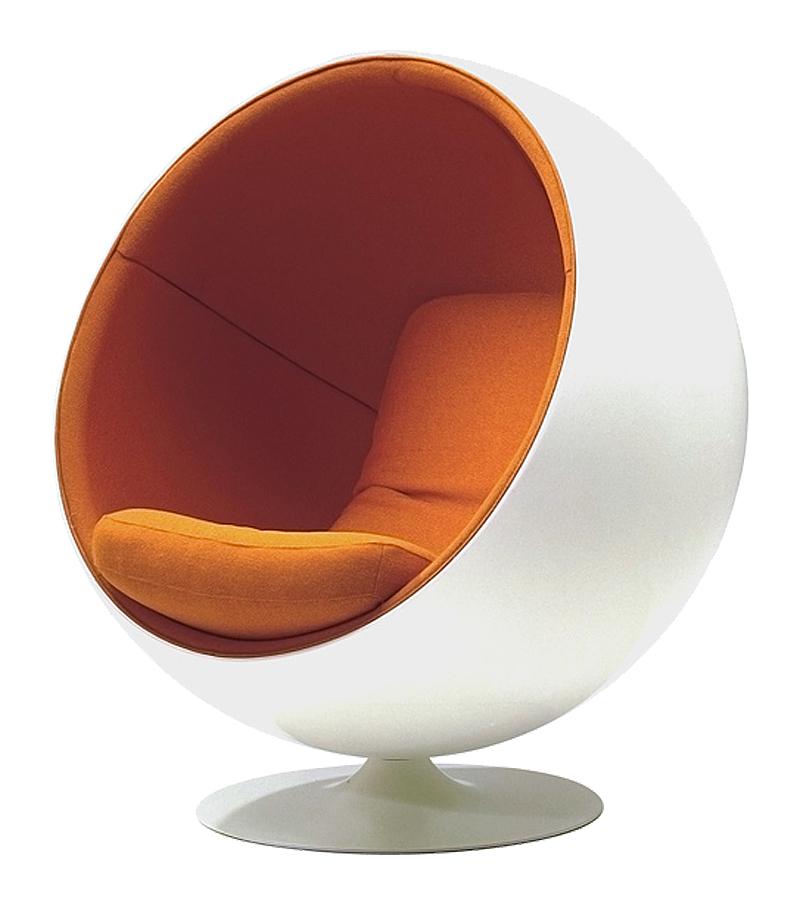 

Кресло Eero Ball Chair бело-оранжевого цвета