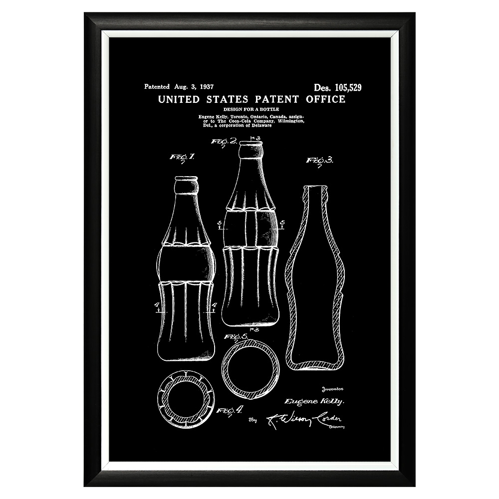 

Арт-постер патент на дизайн бутылки Coca-Cola 1937