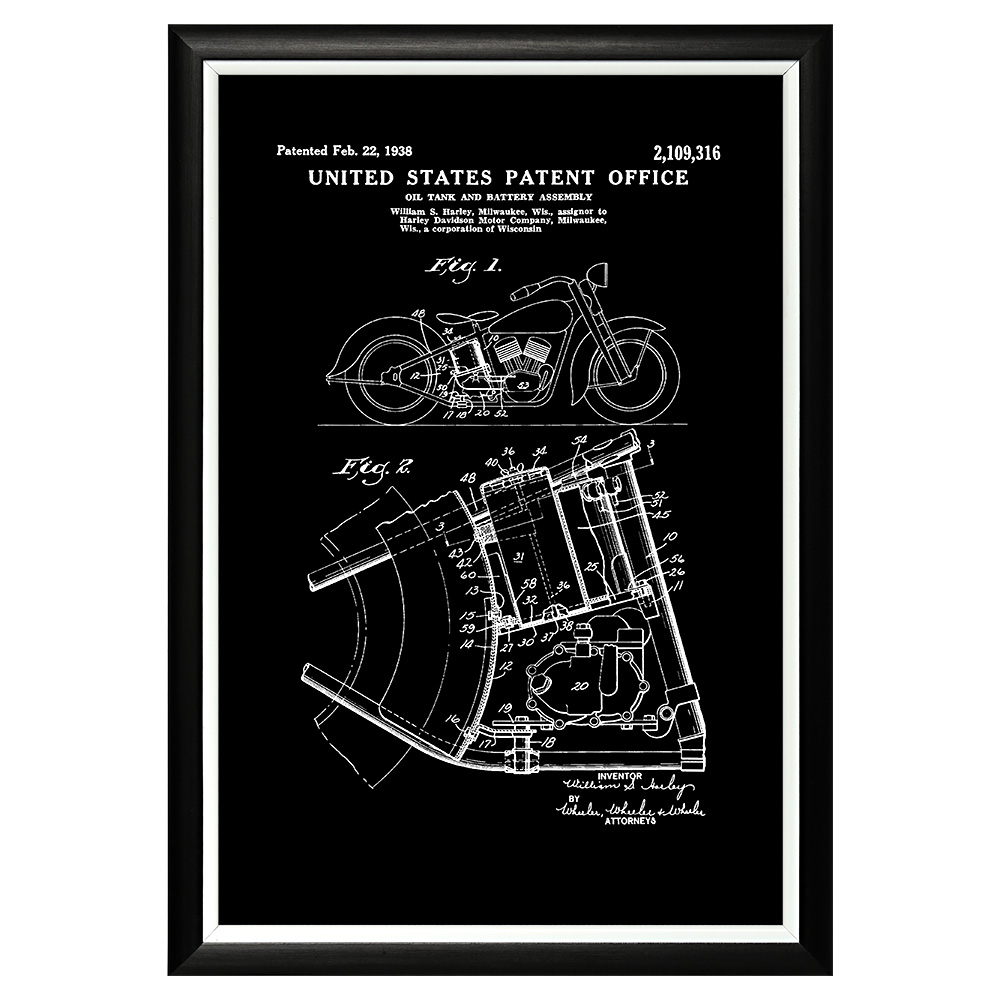 

Арт-постер патент Harley-Davidson на мотоцикл 1938