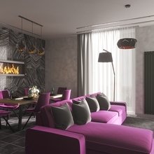 Фото из портфолио Стильная гостиная в серо-лиловых тонах – фотографии дизайна интерьеров на INMYROOM