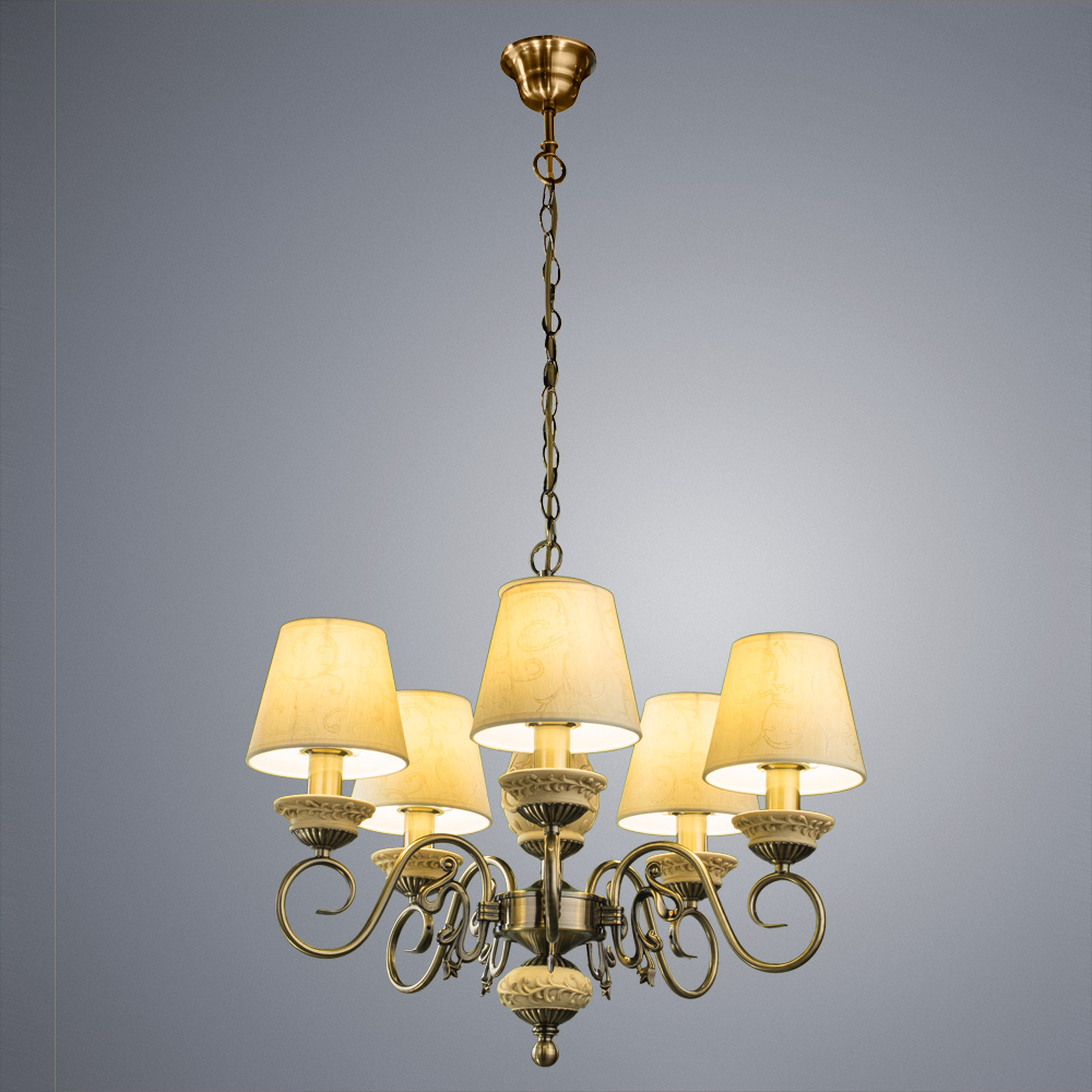 

Подвесная люстра Arte Lamp Ivory с бежевыми абажурами