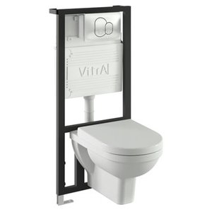 Унитаза подвесной VITRA Form с инсталляцией, кнопкой (хром), сиденьем с крышкой