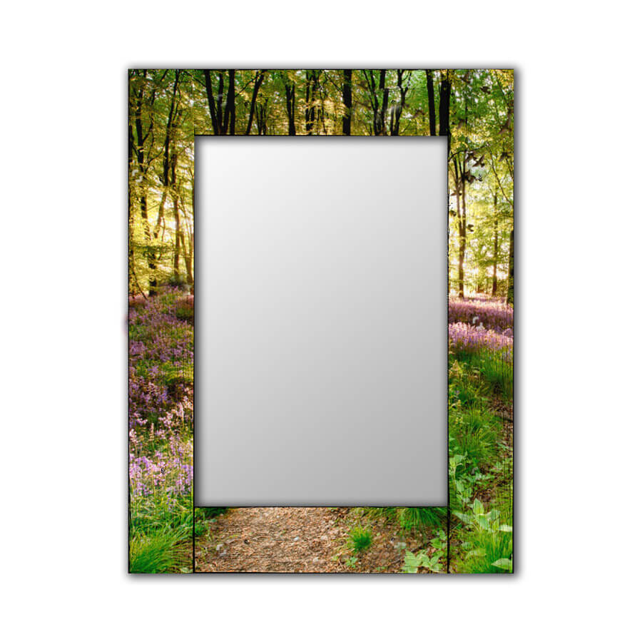 

Настенное зеркало лесные цветы в раме из массива сосны 80х80