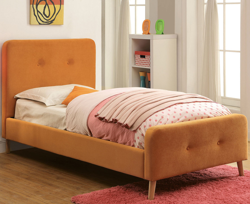 

Кровать Button Tufted Flannelette Orange оранжевого цвета 120х200