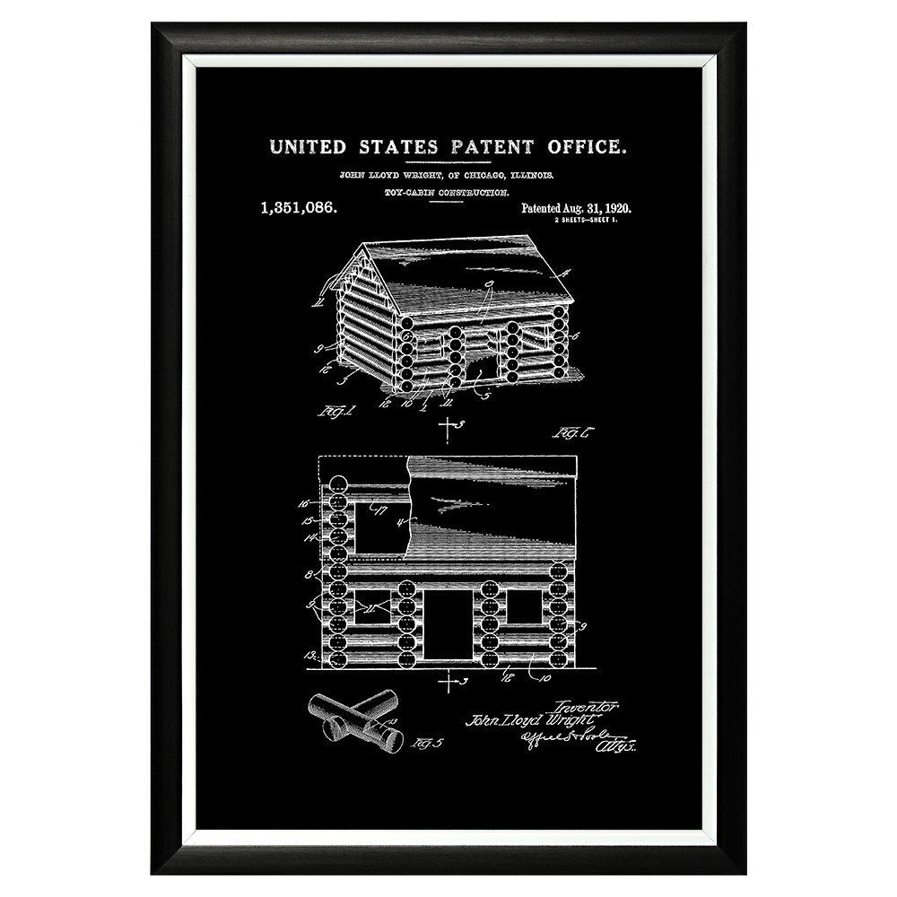 

Арт-постер патент джона райта на игрушечный сборный домик Lincoln Logs