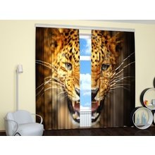 Шторы 3D: Грозный леопард Шторы 3D: Грозный леопард
