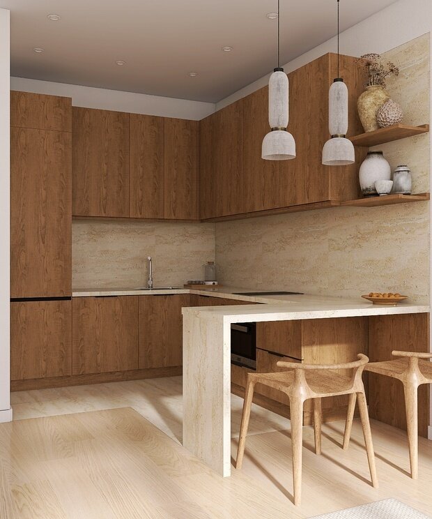 Фото из портфолио Кухня-гостиная в стиле Джапанди – фотографии дизайна интерьеров на INMYROOM