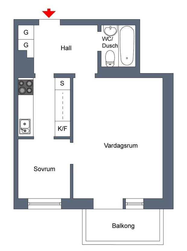 Фотография: Планировки в стиле , Скандинавский, Малогабаритная квартира, Квартира, Швеция, Цвет в интерьере, Дома и квартиры, Белый – фото на INMYROOM