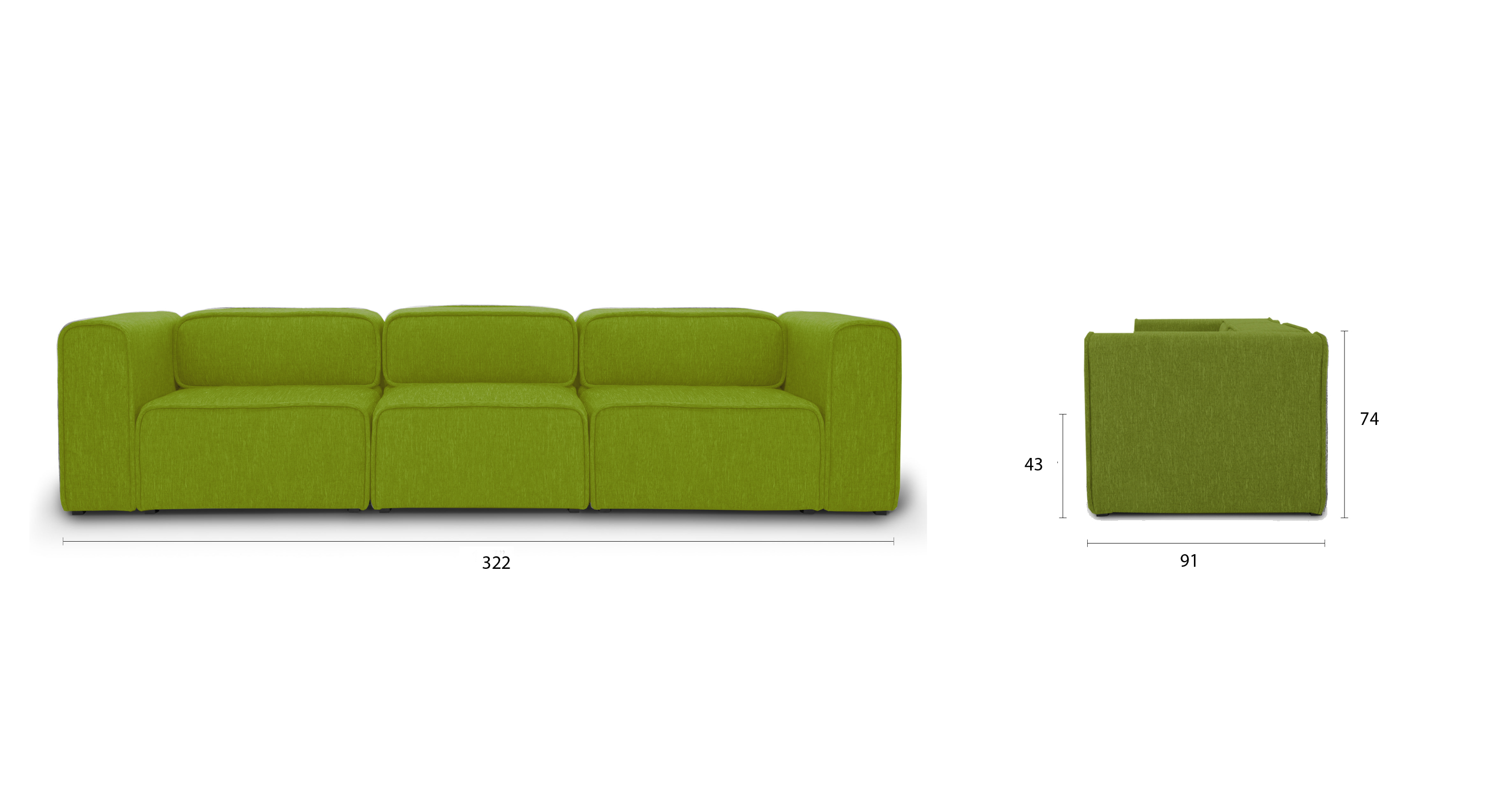 

Модульный диван "Метрополис" xl Green