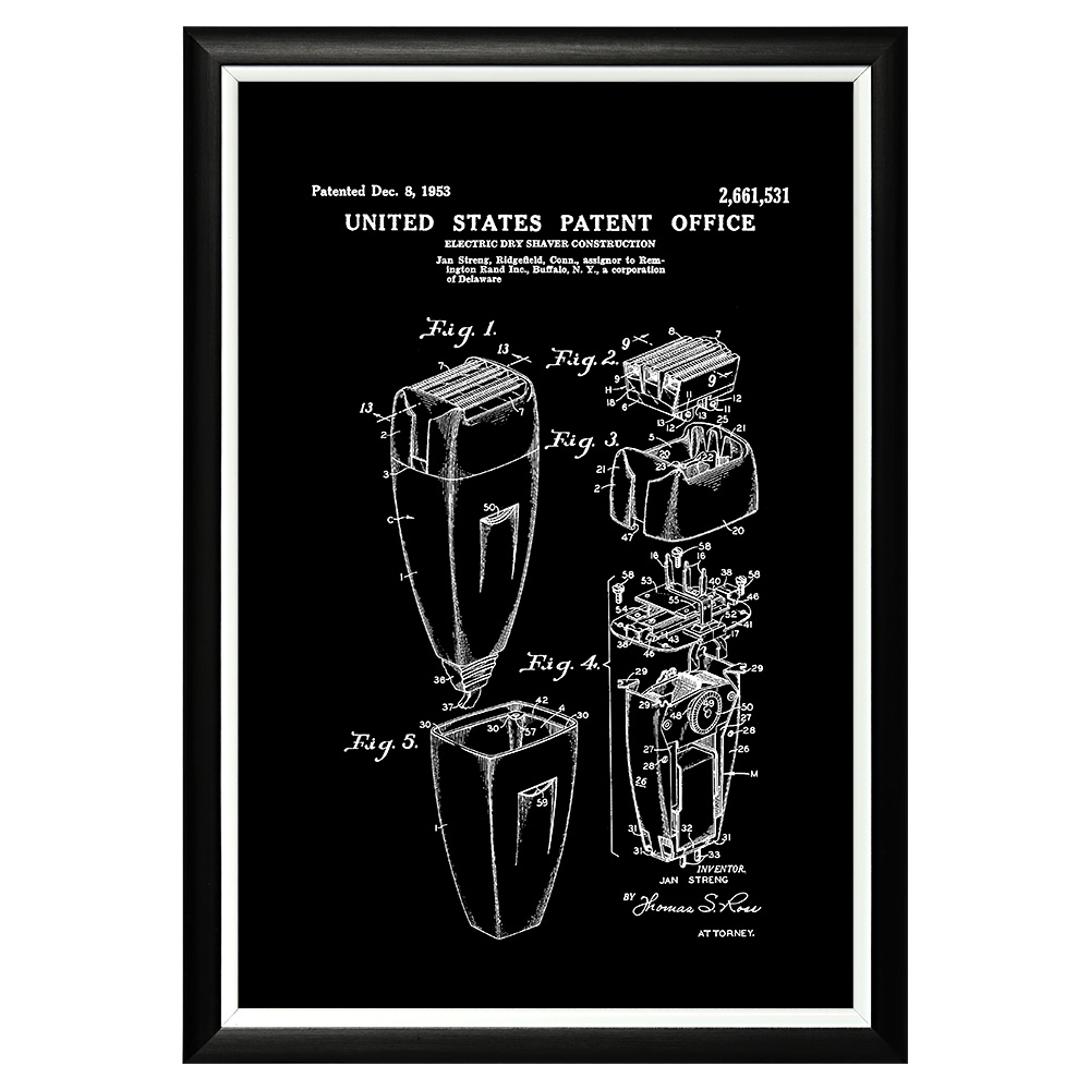 

Арт-постер патент на электробритву 1953