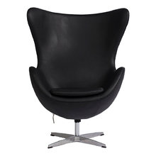 Кресло Egg Chair Черная Кожа Кресло Egg Chair Черная Кожа