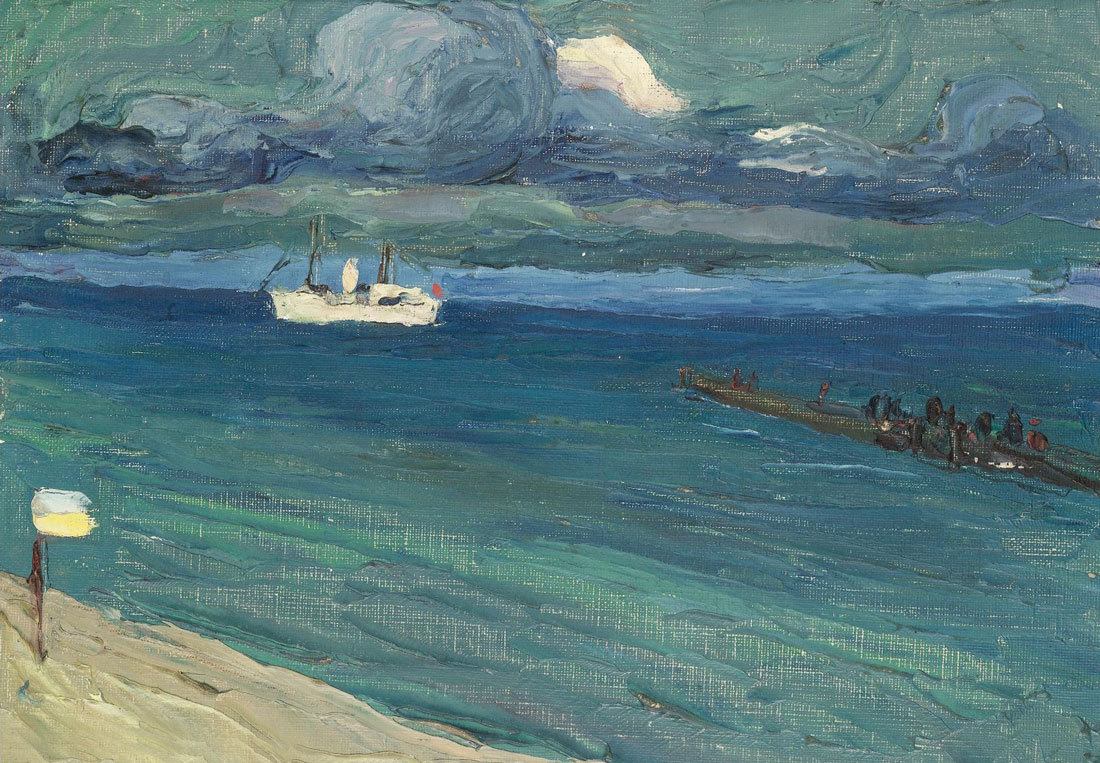

Репродукция картины на холсте Rapallo Seascape With Steamer
